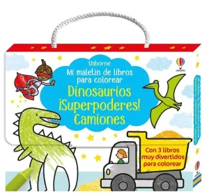 MI MALETÍN DE LIBROS PARA COLOREAR. DINOSAURIOS, ¡SUPERPODERES!, CAMIONES
